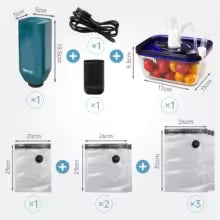Reusable vacuum food storage bags with zipper, portable electric vacuum sealer pump, sous vide video bags, USB rechargeable, BPA free