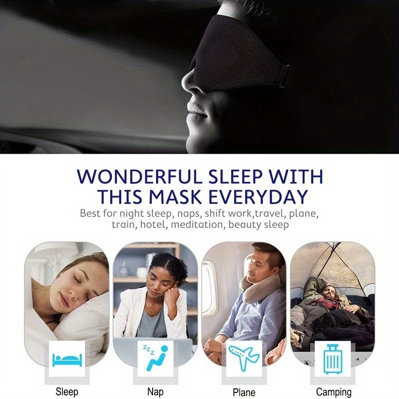 3D Contour Cup Sleep Mask with Noise-Canceling Earplugs, Night Face Mask that Blocks Light, Soft and Comfortable, Comfortable 11