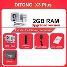 DITONG X3Plus HD Original Projector 1080P Support 4K WIFI6 BT5.4 Android Mini Portable LED Projector Home Theater Video Projector