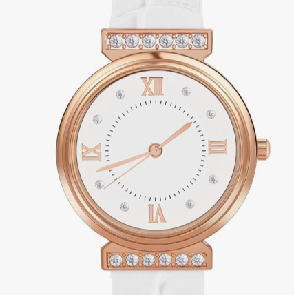 Women’s White Leather Strap Watch – Elegant & Fresh