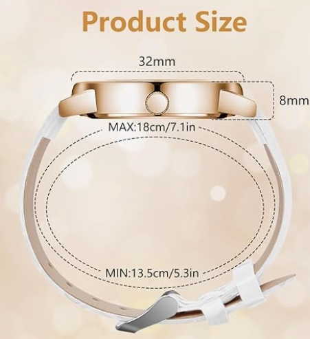 Women’s White Leather Strap Watch – Elegant & Fresh