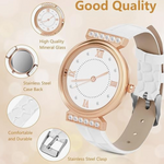Women’s White Leather Strap Watch – Elegant & Fresh 2