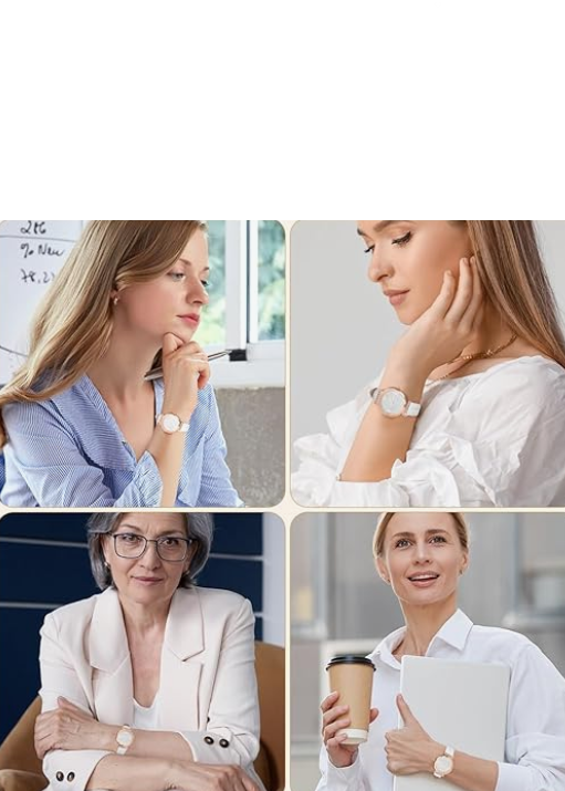 Women’s White Leather Strap Watch – Elegant & Fresh