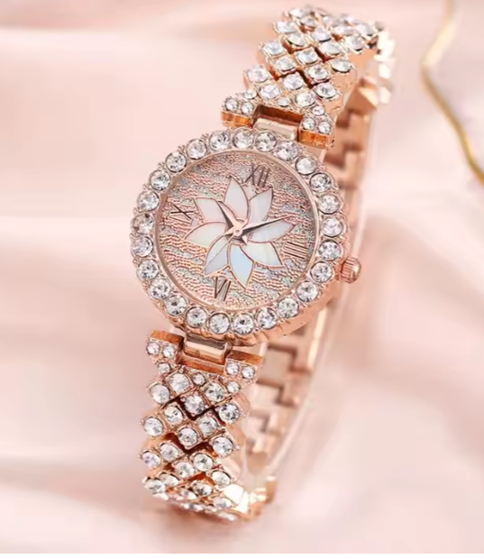 Elegant Rose Gold Women’s Watch with Accessories – Slim & Stylish