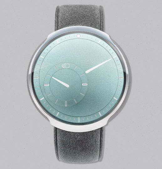 Elegant Men’s Watch – Grey Velvet-Touch Strap & Simple Green Face