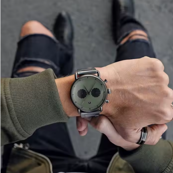 MVMT Blacktop Green Dial Gunmetal Strap Watch BT01-OLGU.