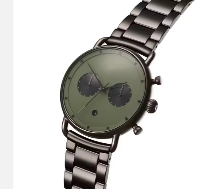MVMT Blacktop Green Dial Gunmetal Strap Watch BT01-OLGU.