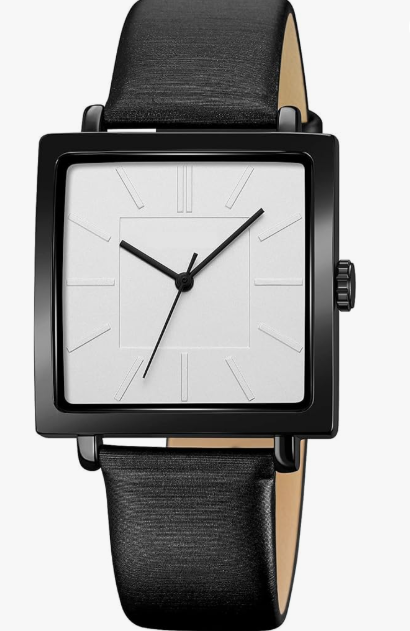Unique Women’s Black Leather Square Watch – Stylish & Modern