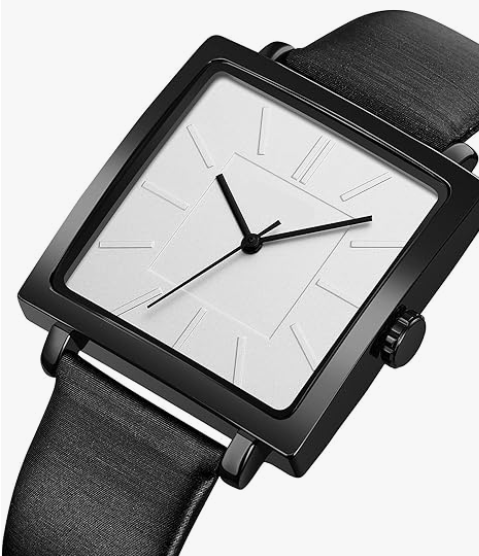 Unique Women’s Black Leather Square Watch – Stylish & Modern