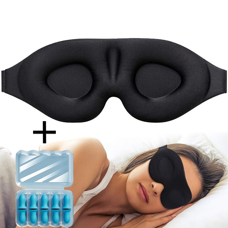 3D Contour Cup Sleep Mask with Noise-Canceling Earplugs, Night Face Mask that Blocks Light, Soft and Comfortable, Comfortable 8