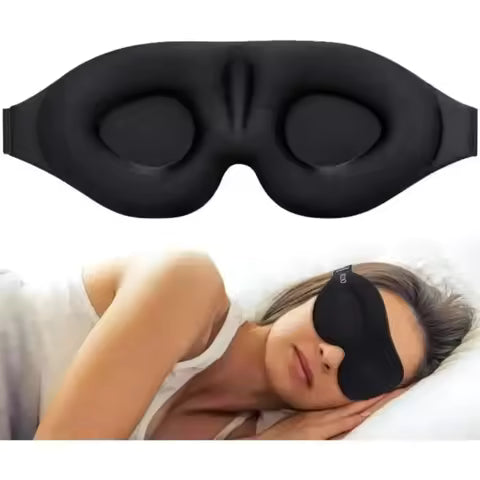 3D Contour Cup Sleep Mask with Noise-Canceling Earplugs, Night Face Mask that Blocks Light, Soft and Comfortable, Comfortable