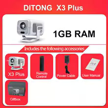 DITONG X3Plus HD Original Projector 1080P Support 4K WIFI6 BT5.4 Android Mini Portable LED Projector Home Theater Video Projector
