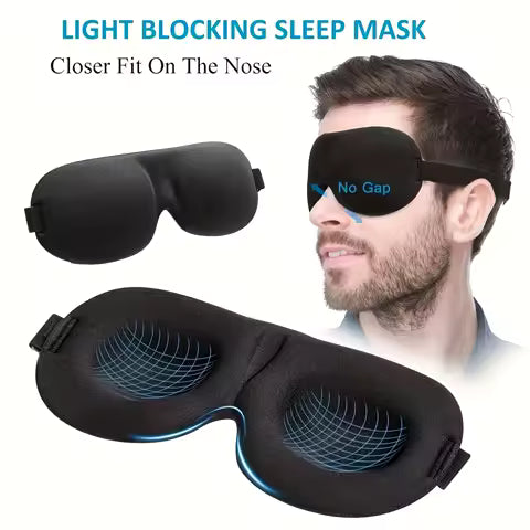 3D Contour Cup Sleep Mask with Noise-Canceling Earplugs, Night Face Mask that Blocks Light, Soft and Comfortable, Comfortable 4