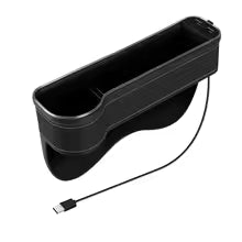New car gap storage box with 2 USB chargers, colorful LED seat gap organizer, phone holder, cup and bottle holder 1