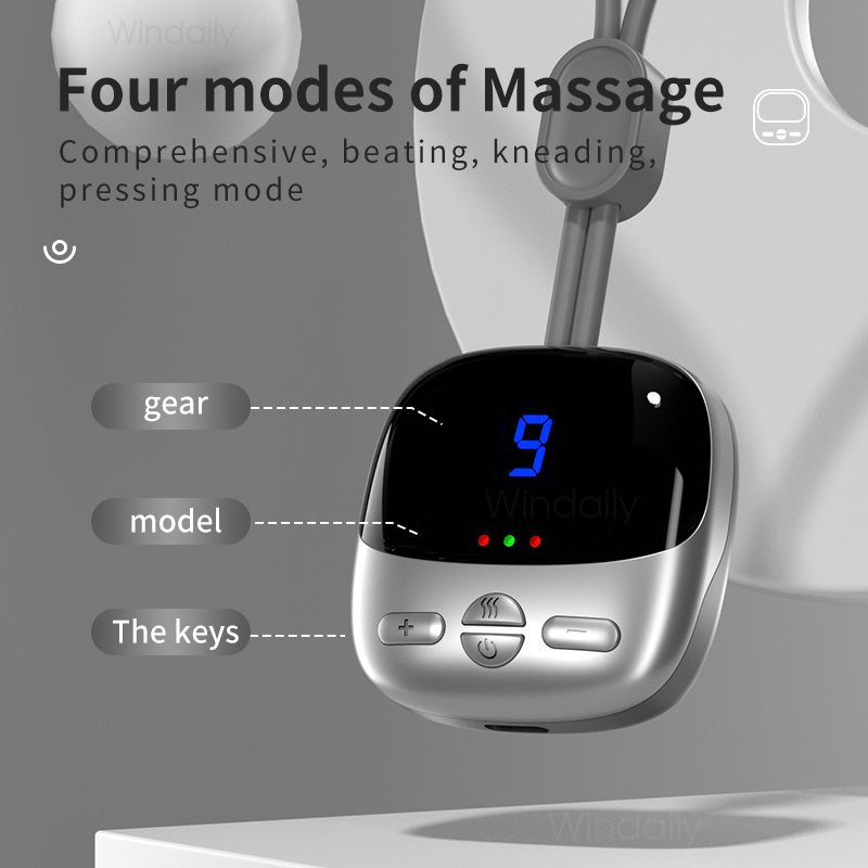 2024 Mini Portable Hanging Neck Massager With Heat Electric EMS TENS Pulse Hot Compress Smart Cervical Spine Massager Shoulder 4