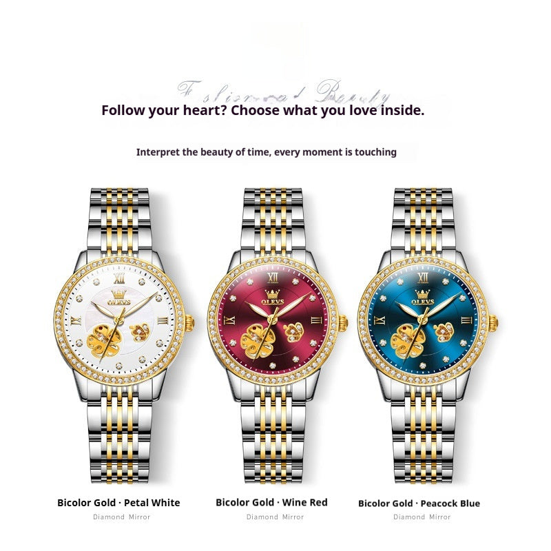Hollow Mechanical Watch Women's Steel Belt Waterproof 6