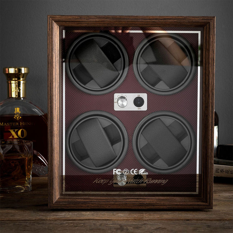 Vertical Solid Wood Leather Automatic Mechanical Watch  Winder Turn Storage Box 1