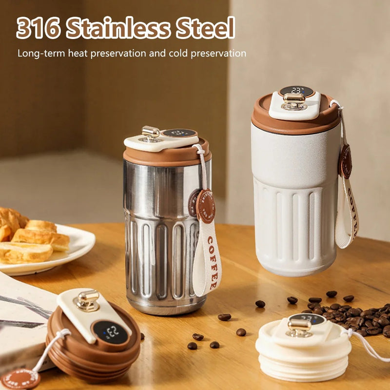 Smart Digital Thermal Bottle Portable Coffee Mug Stainless Steel Water Bottle In-Car Insulated Cup Keep Cold Vacuum Flasks 450ml 1