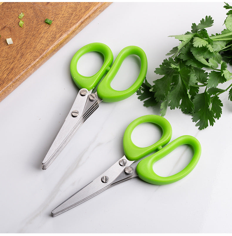 Multifunctional Multi-layer Green Onion Scissors Stainless Steel Onion Cutting Knife Herb Seaweed Spice Scissors Kitchen Scissor Kitchen Gadgets 5