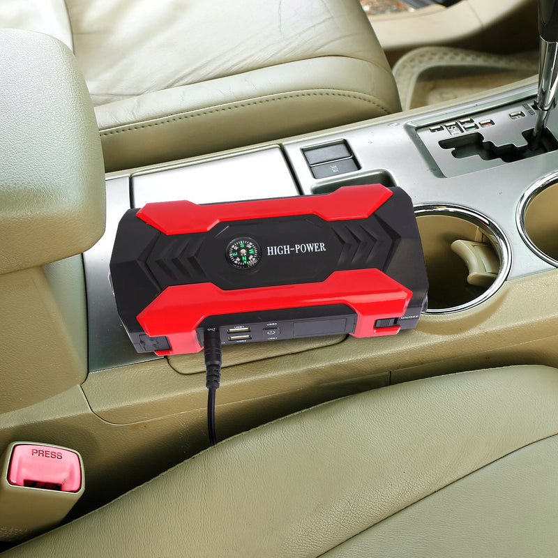 Car Jump Starter Booster 800A Peak 28000mAh 12V Battery Charger Up To 6.0L Gas Or 3.0L Diesel Engine With LCD Screen 4 Modes LED Flashlight 9