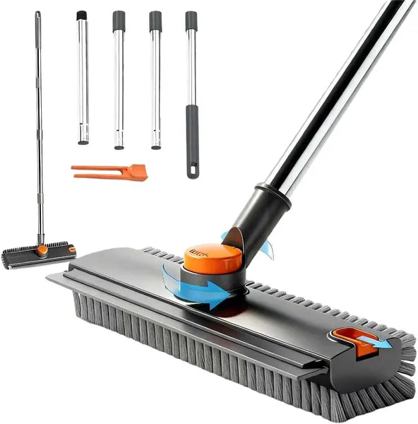 Scrub Brush With Long Handle, Floor Scrub Brush Squeegee Broom For Cleaning, 3 In 1 Shower Scrubber Floor Broom Squeegee For Concrete Tile Wall Deck Patio Grey 1