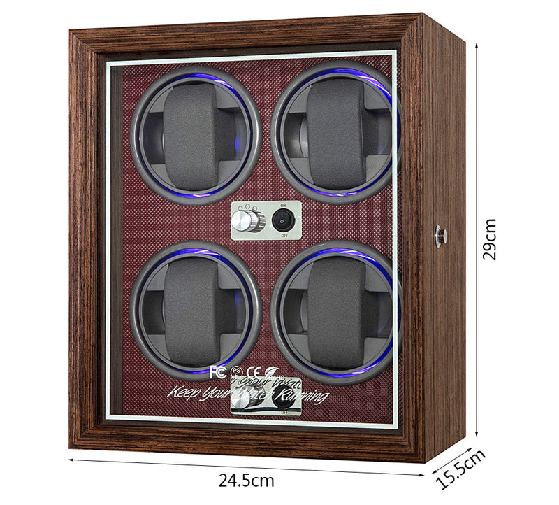 Vertical Solid Wood Leather Automatic Mechanical Watch  Winder Turn Storage Box 11