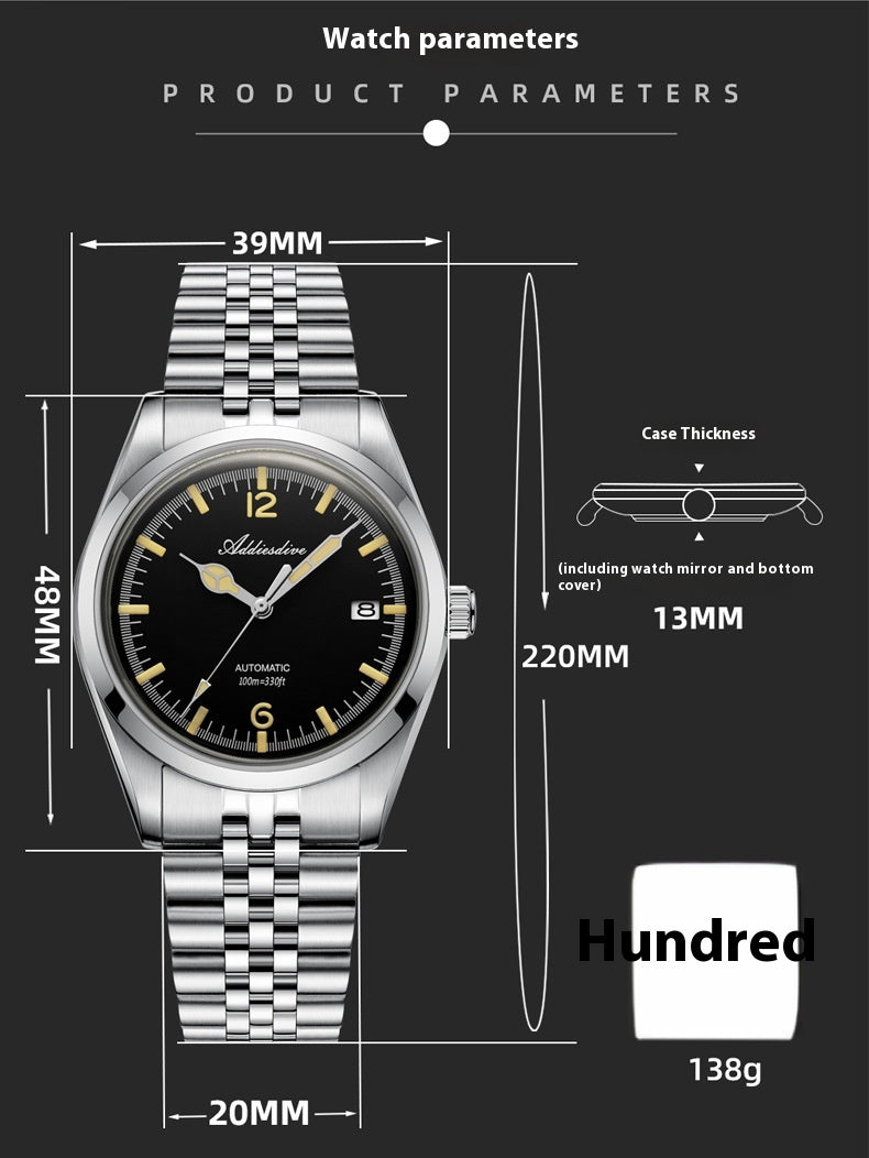 316L Stainless Steel Automatic Mechanical Watch 7