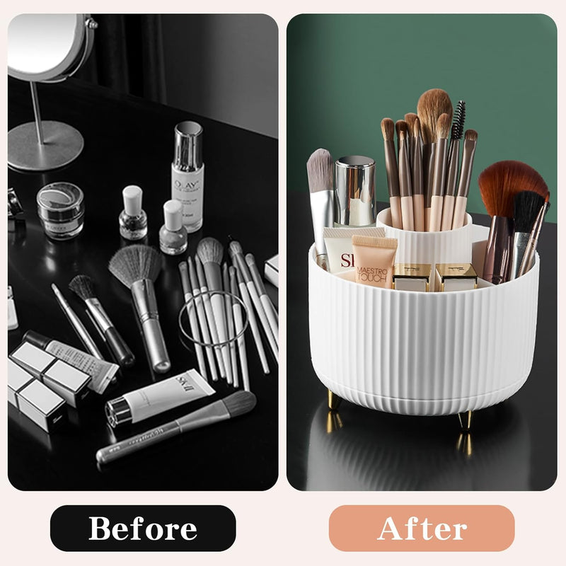 360 Rotating Makeup Brush Holder & Organizer  Countertop Storage For Cosmetics & Skincare 8 Colors 10
