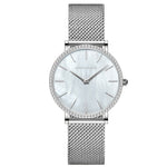 Full Stainless Steel Shell Chain Women's Diamond Shell Surface Quartz Watch 9