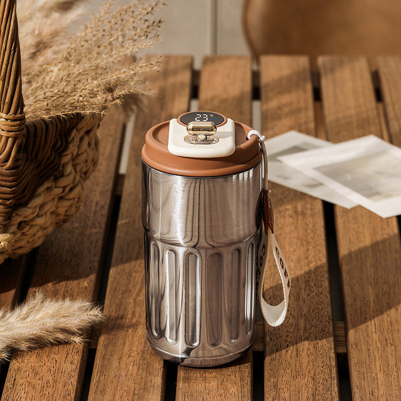 Smart Digital Thermal Bottle Portable Coffee Mug Stainless Steel Water Bottle In-Car Insulated Cup Keep Cold Vacuum Flasks 450ml 15