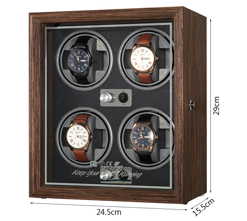 Vertical Solid Wood Leather Automatic Mechanical Watch  Winder Turn Storage Box 8