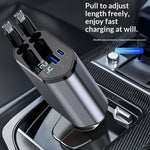 4 In 1 Retractable Car Charger Fast Car Phone Charger 120W With USB Type C Cable 2
