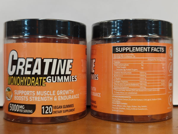 Creatine Monohydrate Gummies 5000mg Per Serving, Vegan