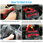 Car Jump Starter Booster 800A Peak 28000mAh 12V Battery Charger Up To 6.0L Gas Or 3.0L Diesel Engine With LCD Screen 4 Modes LED Flashlight 4