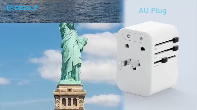 Universal Travel Adapter, International Travel Plug Adapter with 2 USB-C(PD 20W) ＆ 1 USB-A Ports, All in One Portable Adaptor, for USA, UK, EU, AU ＆ 224+ Countries (White) US