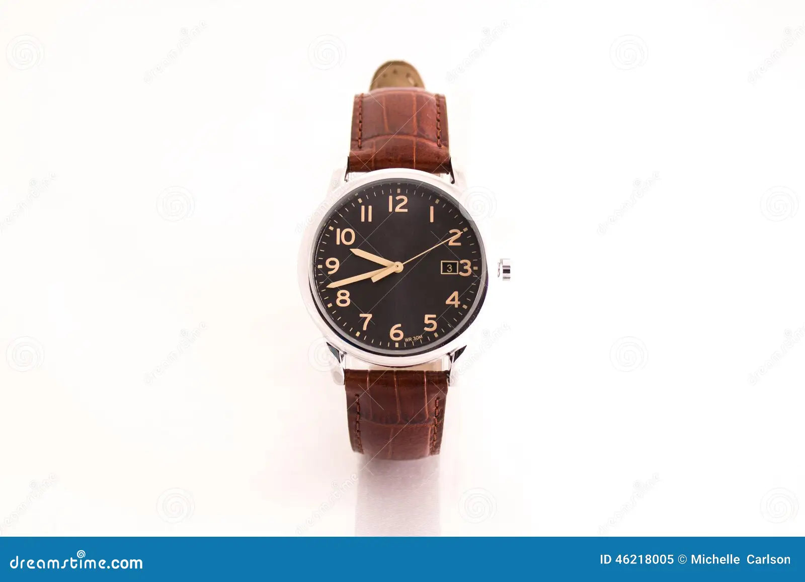 Men’s Black Dial Leather Watch | Classic Brown Strap Timepiece