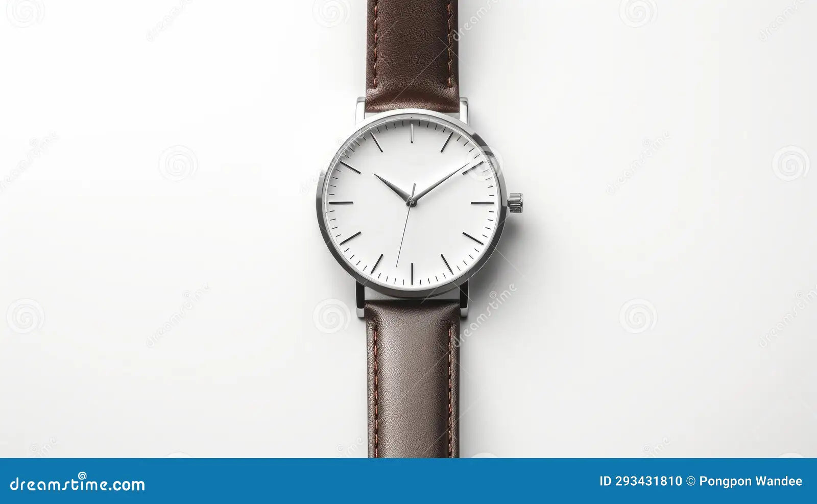 Classic Men’s Analog Watch – Clean White Face & Leather Band